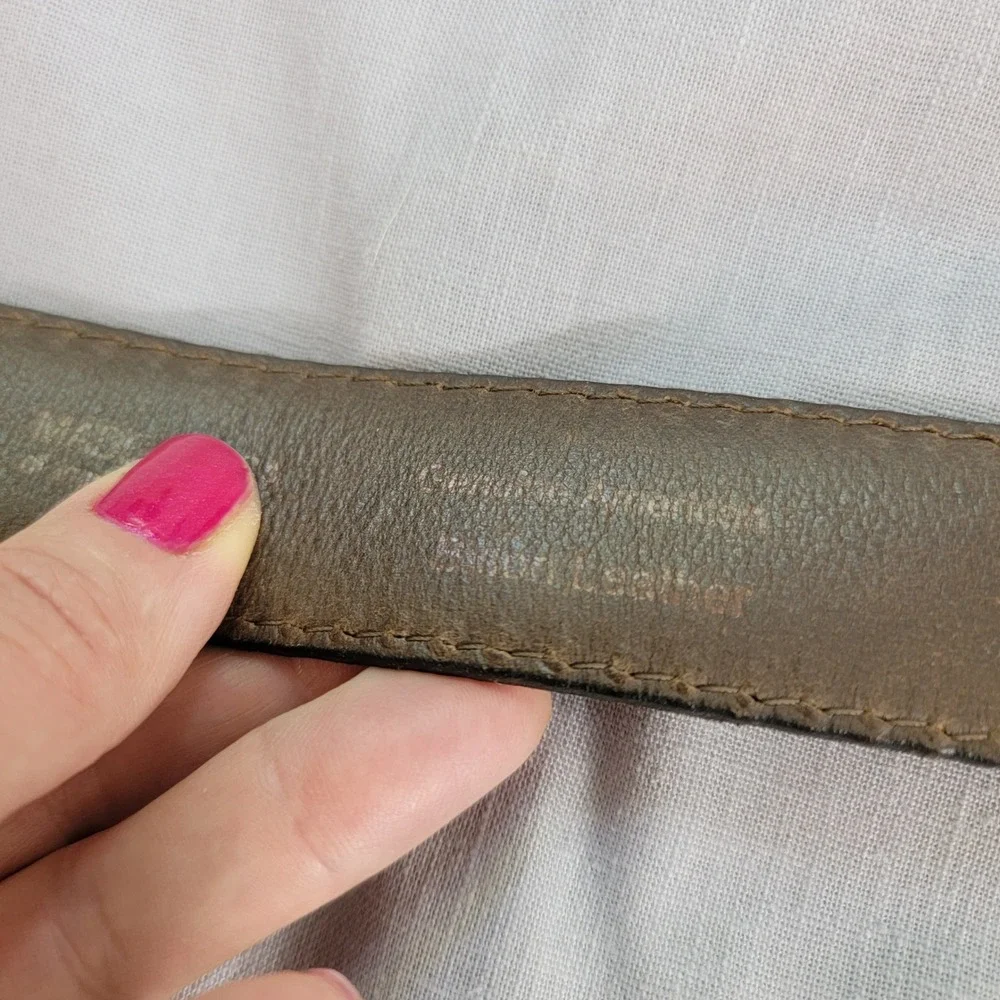 Mens Brown Genuine American‎ Bison Leather Belt Made in USA Size 28 Pebbled EUC